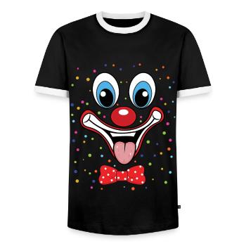 Karneval Lustiges Clown Gesichtsdesign Bunter - Männer Kontrast-T-Shirt - Schwarz/Weiß - Vorne - AI Model Female 172 light (172cm) & AI Model Male 178 light (178cm)