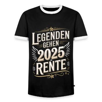 Legenden Gehen 2025 In Rente Ruhestandsgeschenk - Männer Kontrast-T-Shirt - Schwarz/Weiß - Vorne - AI Model Female 172 light (172cm) & AI Model Male 178 light (178cm)