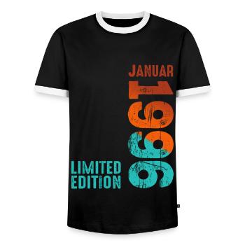 Edition Limitée Janvier 1996 Légendaire depuis Janvier - T-shirt contrasté Homme - noir/blanc - Devant - AI Model Female 172 light (172cm) & AI Model Male 178 light (178cm)