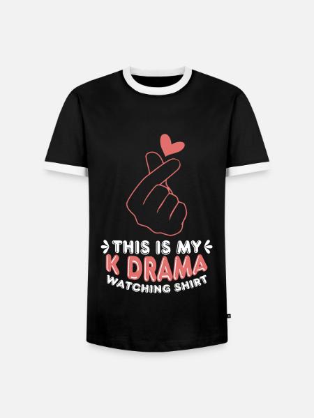 K Drama Watching Herzhand - Männer Kontrast-T-Shirt - Schwarz/Weiß