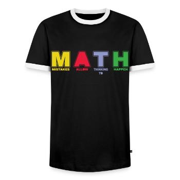 Pi Day MATH Mistakes Allow Thinking Happen - Men's Ringer Shirt - black/white - Front - AI Model Female 172 light (172cm) & AI Model Male 178 light (178cm)