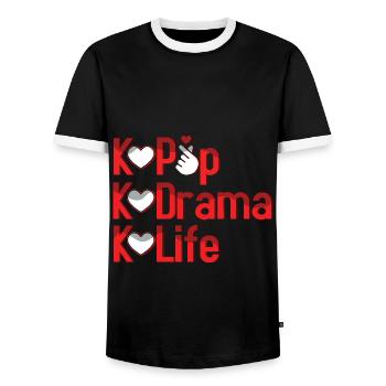 K Pop K Drama K Life Passion - Men's Ringer Shirt - black/white - Front - AI Model Female 172 light (172cm) & AI Model Male 178 light (178cm)
