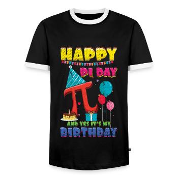 Happy Pi Day Und Ja, Es Ist Mein Geburtstag - Männer Kontrast-T-Shirt - Schwarz/Weiß - Vorne - AI Model Female 172 light (172cm) & AI Model Male 178 light (178cm)