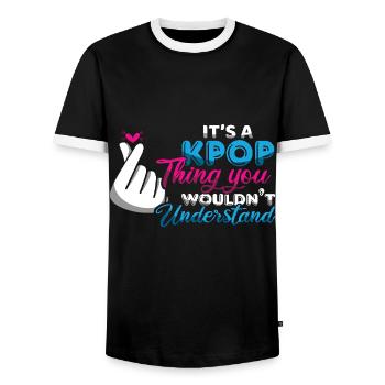 Kpop que tu ne comprends pas - T-shirt contrasté Homme - noir/blanc - Devant - AI Model Female 172 light (172cm) & AI Model Male 178 light (178cm)