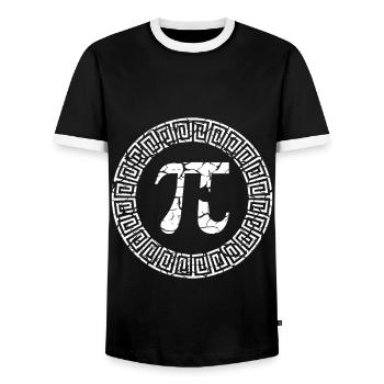 Pi Tag grec ancien motif Design - T-shirt contrasté Homme - noir/blanc - Devant - AI Model Female 172 light (172cm) & AI Model Male 178 light (178cm)