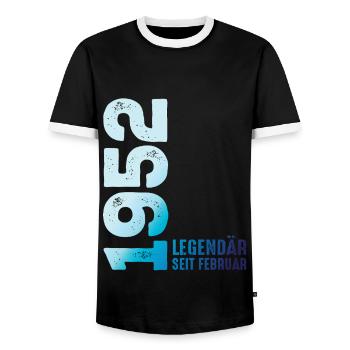 Limited Edition February 1952 Legendär Seit - Männer Kontrast-T-Shirt - Schwarz/Weiß - Vorne - AI Model Female 172 light (172cm) & AI Model Male 178 light (178cm)