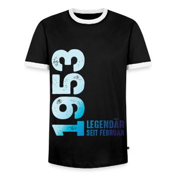 Limited Edition February 1953 Legendär Seit - Männer Kontrast-T-Shirt - Schwarz/Weiß - Vorne - AI Model Female 172 light (172cm) & AI Model Male 178 light (178cm)