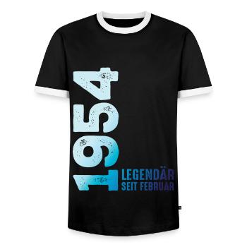 Limited Edition February 1954 Legendär Seit - Männer Kontrast-T-Shirt - Schwarz/Weiß - Vorne - AI Model Female 172 light (172cm) & AI Model Male 178 light (178cm)