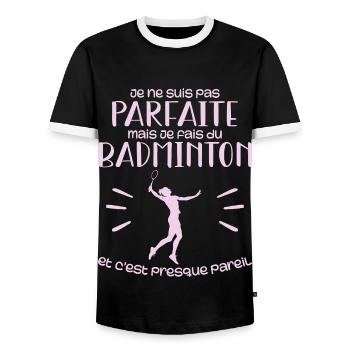 Ich bin nicht perfekt, aber ich spiele Badminton - Männer Kontrast-T-Shirt - Schwarz/Weiß - Vorne - AI Model Female 172 light (172cm) & AI Model Male 178 light (178cm)