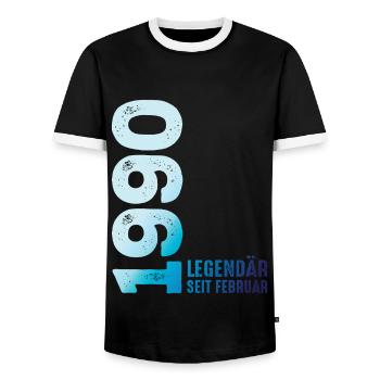 Limited Edition February 1990 Legendär Seit - Männer Kontrast-T-Shirt - Schwarz/Weiß - Vorne - AI Model Female 172 light (172cm) & AI Model Male 178 light (178cm)