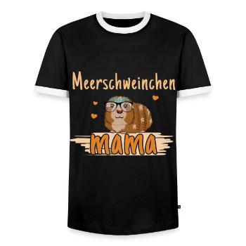 Maman cochon d’Inde avec cœur - T-shirt contrasté Homme - noir/blanc - Devant - AI Model Female 172 light (172cm) & AI Model Male 178 light (178cm)
