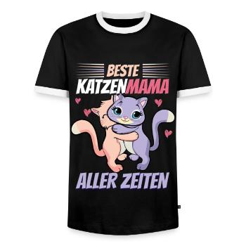 Best Cat Mom Ever Funny Cats - Men's Ringer Shirt - black/white - Front - AI Model Female 172 light (172cm) & AI Model Male 178 light (178cm)