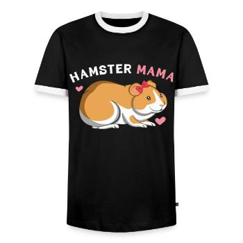 Hamster Mom Lover Design - Men's Ringer Shirt - black/white - Front - AI Model Female 172 light (172cm) & AI Model Male 178 light (178cm)