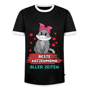 La meilleure maman chat de tous les temps avec du cœur - T-shirt contrasté Homme - noir/blanc - Devant - AI Model Female 172 light (172cm) & AI Model Male 178 light (178cm)