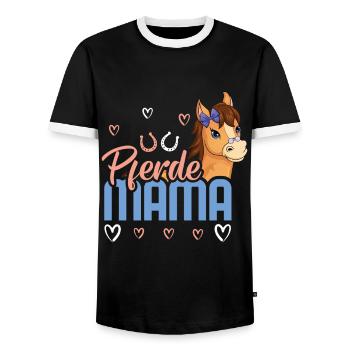 Chevaux Maman Coeur Fer à Cheval Art - T-shirt contrasté Homme - noir/blanc - Devant - AI Model Female 172 light (172cm) & AI Model Male 178 light (178cm)