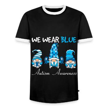 Autisme Nous Portons Conscience Gnome Bleu - T-shirt contrasté Homme - noir/blanc - Devant - AI Model Female 172 light (172cm) & AI Model Male 178 light (178cm)