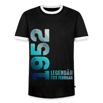 Limited Edition February 1952 Legendär Seit - Männer Kontrast-T-Shirt - Schwarz/Weiß - Vorne - AI Model Female 172 light (172cm) & AI Model Male 178 light (178cm)