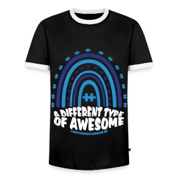 Autism - A Different Type Of Awesome - Men's Ringer Shirt - black/white - Front - AI Model Female 172 light (172cm) & AI Model Male 178 light (178cm)