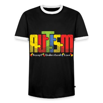 Autism: Accept Understand Love Design - Men's Ringer Shirt - black/white - Front - AI Model Female 172 light (172cm) & AI Model Male 178 light (178cm)