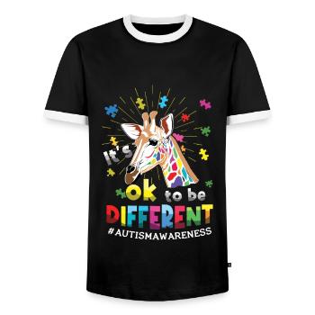 Autisme : c’est bien d’être différent - T-shirt contrasté Homme - noir/blanc - Devant - AI Model Female 172 light (172cm) & AI Model Male 178 light (178cm)