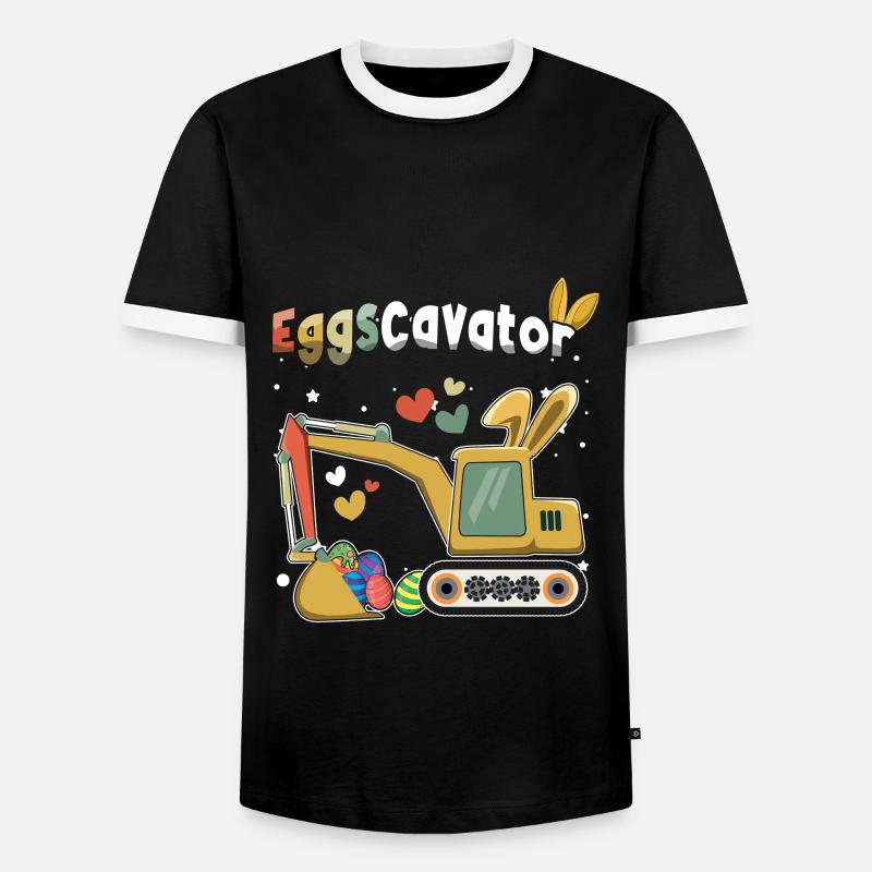 Ostern Eggscavator Bagger Eier - Männer Kontrast-T-Shirt - Schwarz/Weiß