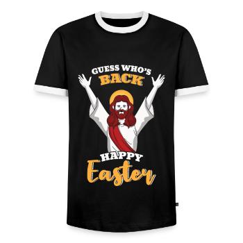 Guess Who's Back Happy Easter Ostern Freude - Männer Kontrast-T-Shirt - Schwarz/Weiß - Vorne - AI Model Female 172 light (172cm) & AI Model Male 178 light (178cm)