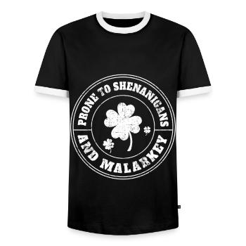 Saint-Patrick : Shamrock, manigances et Malarkey - T-shirt contrasté Homme - noir/blanc - Devant - AI Model Female 172 light (172cm) & AI Model Male 178 light (178cm)