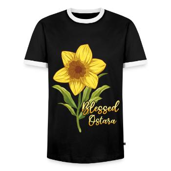 Gesegnete Ostara Narzisse Frühling Blumenpracht - Männer Kontrast-T-Shirt - Schwarz/Weiß - Vorne - AI Model Female 172 light (172cm) & AI Model Male 178 light (178cm)