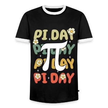 Pi Day Blossoms Magically Creative - Men's Ringer Shirt - black/white - Front - AI Model Female 172 light (172cm) & AI Model Male 178 light (178cm)