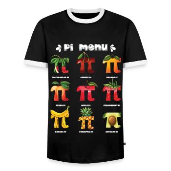 Pi Menü Fruchtfreunde Pi Day Spaß - Männer Kontrast-T-Shirt - Schwarz/Weiß - Vorne - AI Model Female 172 light (172cm) & AI Model Male 178 light (178cm)