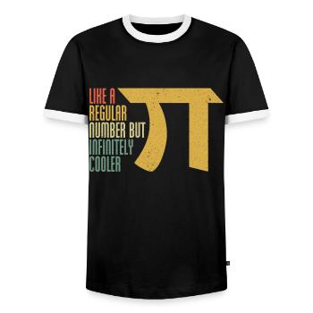 Pi Day: Like a number, only infinitely cooler - Men's Ringer Shirt - black/white - Front - AI Model Female 172 light (172cm) & AI Model Male 178 light (178cm)
