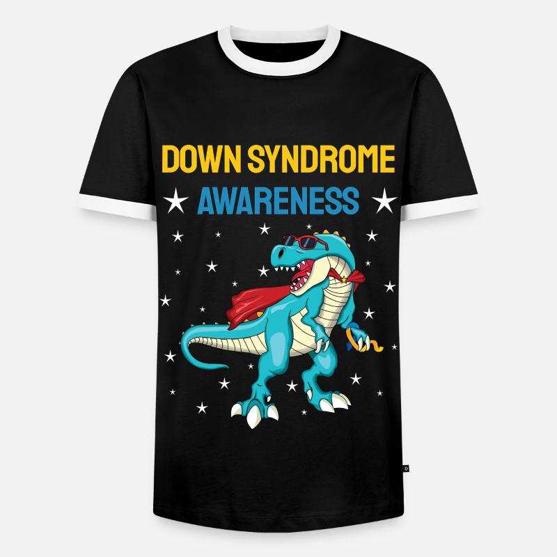 Dinosaurier Down Syndrom Bewusstsein - Männer Kontrast-T-Shirt - Schwarz/Weiß