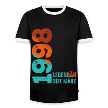 Légendaire Depuis Mars 1998 Mars 1998 Anniversaire 1998 - T-shirt contrasté Homme - noir/blanc - Devant - AI Model Female 172 light (172cm) & AI Model Male 178 light (178cm)