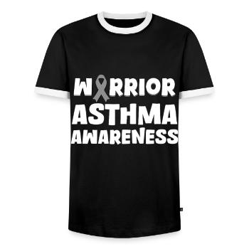 Fighter Asthma Awareness Warrior - Men's Ringer Shirt - black/white - Front - AI Model Female 172 light (172cm) & AI Model Male 178 light (178cm)