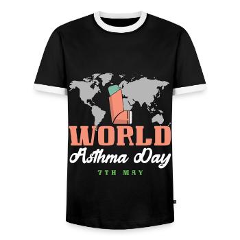 Journée mondiale de sensibilisation à l’asthme le 7 mai - T-shirt contrasté Homme - noir/blanc - Devant - AI Model Female 172 light (172cm) & AI Model Male 178 light (178cm)