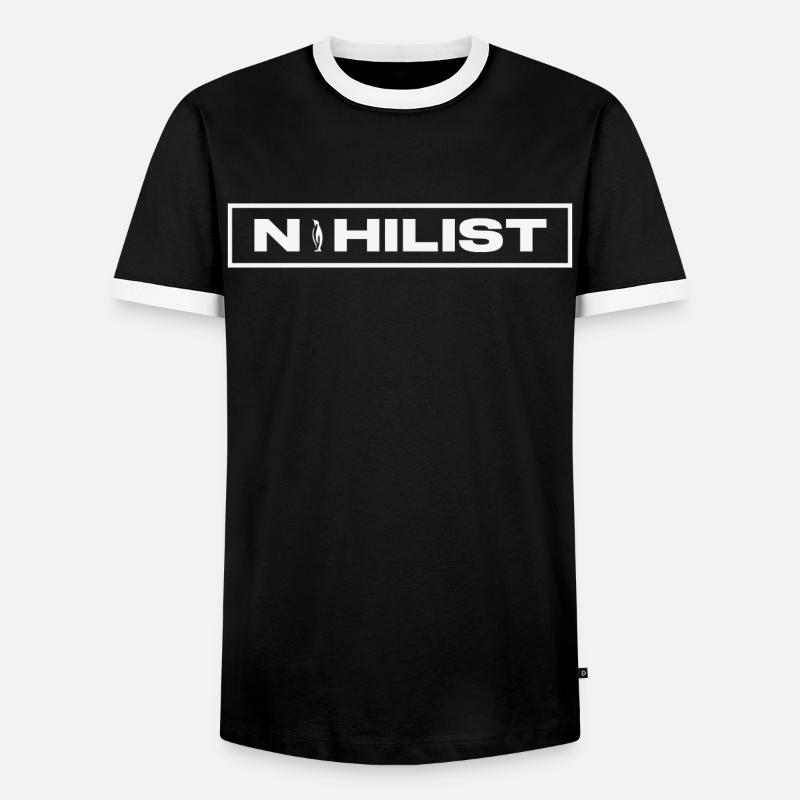 NIHILIST_PENGUIN_LIGHT - Männer Kontrast-T-Shirt - Schwarz/Weiß