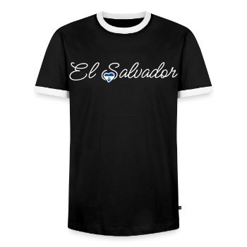 El Salvador Proud Salvadoran Love El Salvador - Men's Ringer Shirt - black/white - Front - AI Model Female 172 light (172cm) & AI Model Male 178 light (178cm)