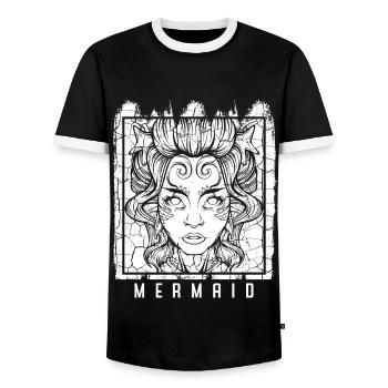 Meerjungfrauen - Männer Kontrast-T-Shirt - Schwarz/Weiß - Vorne - AI Model Female 172 light (172cm) & AI Model Male 178 light (178cm)