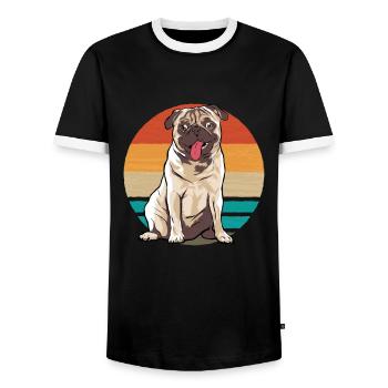 Pug Dog Vintage - Männer Kontrast-T-Shirt - Schwarz/Weiß - Vorne - AI Model Female 172 light (172cm) & AI Model Male 178 light (178cm)