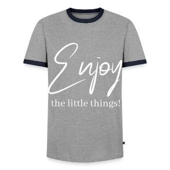 Enjoy the little things ! - T-shirt contrasté Homme - gris/marine  - Devant - AI Model Female 172 light (172cm) & AI Model Male 178 light (178cm)