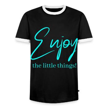 Enjoy the little things ! - T-shirt contrasté Homme - noir/blanc - Devant - AI Model Female 172 light (172cm) & AI Model Male 178 light (178cm)