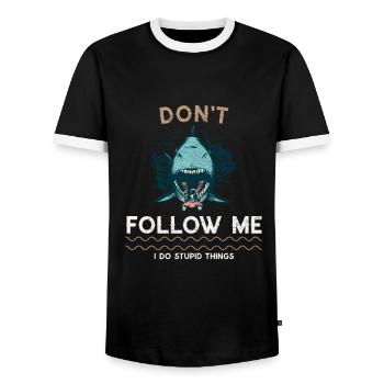 Nicht folgen, ich tue dumme Dinge | Tauchen - Männer Kontrast-T-Shirt - Schwarz/Weiß - Vorne - AI Model Female 172 light (172cm) & AI Model Male 178 light (178cm)
