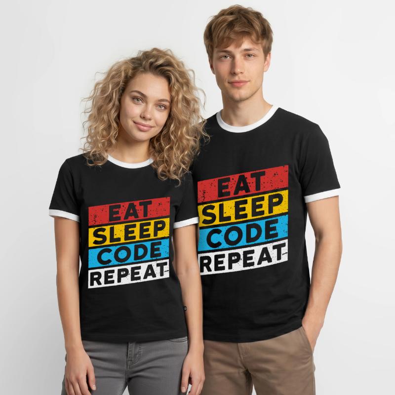 CODE CODER CODING Spruch | EAT SLEEP CODE REPEAT Männer Kontrast-T-Shirt