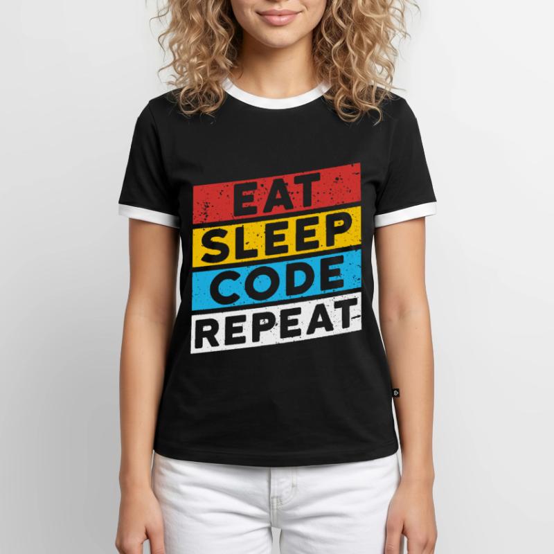 CODE CODER CODING Spruch | EAT SLEEP CODE REPEAT Männer Kontrast-T-Shirt