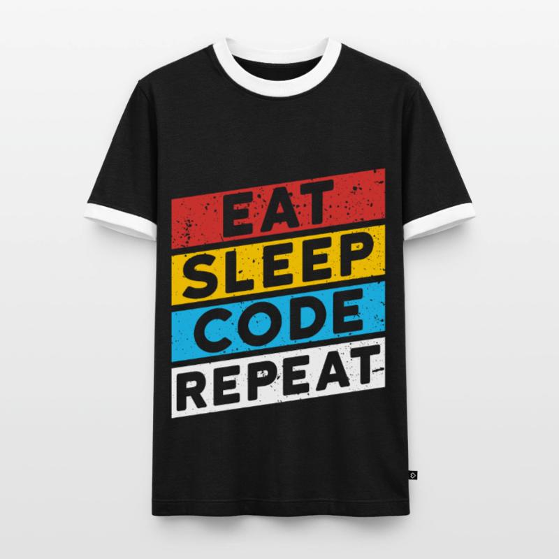 CODE CODER CODING Saying | EAT SLEEP CODE REPEAT Men's Ringer Shirt
