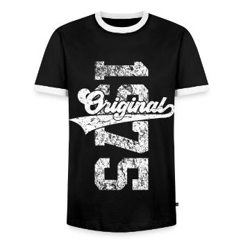 51ST BIRTHDAY ORIGINAL 1975 - Men's Ringer Shirt - black/white - Front - AI Model Female 172 light (172cm) & AI Model Male 178 light (178cm)