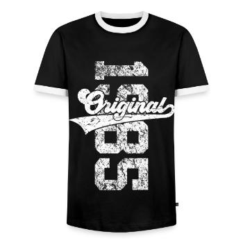 41ST BIRTHDAY ORIGINAL 1985 - Men's Ringer Shirt - black/white - Front - AI Model Female 172 light (172cm) & AI Model Male 178 light (178cm)