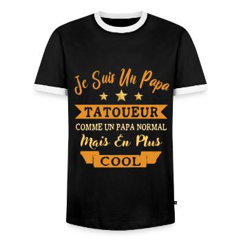 Cadeau pour Homme papa tatoueur cadeau de père - T-shirt contrasté Homme - noir/blanc - Devant - AI Model Female 172 light (172cm) & AI Model Male 178 light (178cm)