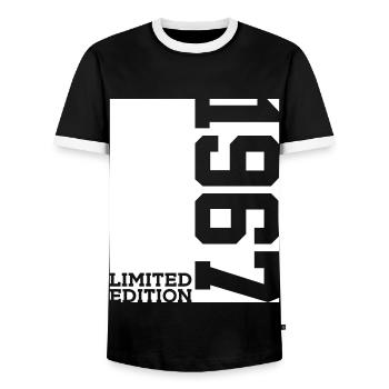 59TH BIRTHDAY LIMITED EDITION 1967 - Men's Ringer Shirt - black/white - Front - AI Model Female 172 light (172cm) & AI Model Male 178 light (178cm)