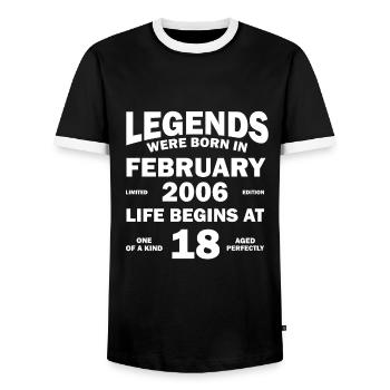 18th Birthday January Vintage 2006 Gift Idea - Men's Ringer Shirt - black/white - Front - AI Model Female 172 light (172cm) & AI Model Male 178 light (178cm)